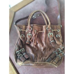MICHAEL KORS Milo Distressed Leather Large Bucket Handbag Purse Tote